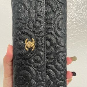 Chanel Black Embossed Leather Wallet